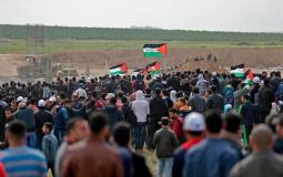 متظاهرين على حدود قطاع غزة