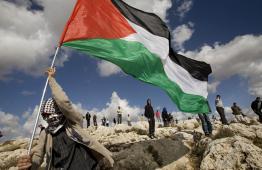 شبان يرفعون علم فلسطين