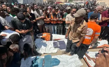 تشييع شهداء مجزرة مستفي ناصر بخانيونس